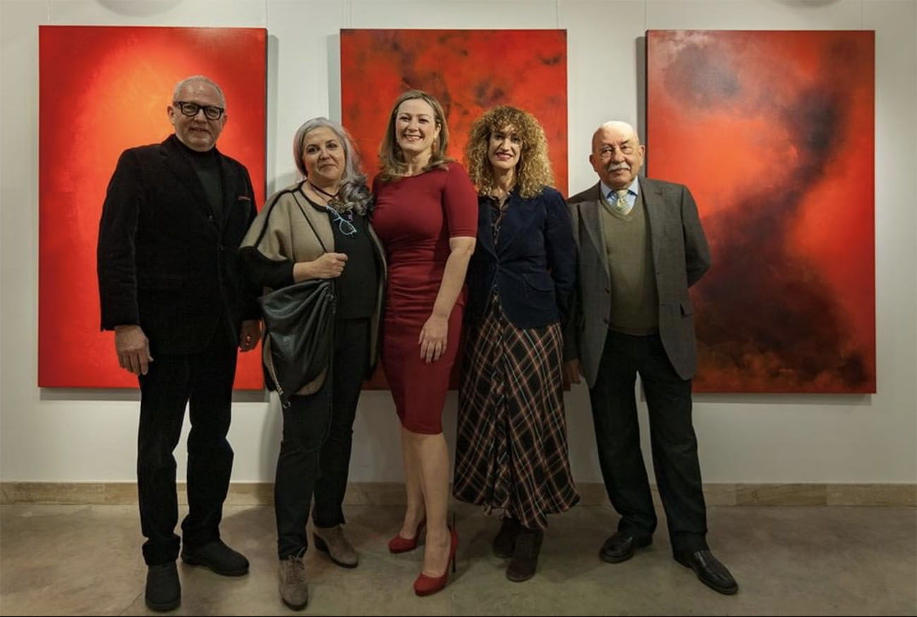 Inauguración de la exposición 'Inasible' en el Museo del Baile Flamenco, Sevilla. De izqda a dcha: Kurt Grötsch (director del museo), Tina Panadero (CEO del museo), Mercedes de Mata, Mª Ángeles Carrasco (Instituto Andaluz del Flamenco) y Antonio Zoido (director de la Bienal). Foto: Museo del Baile Flamenco