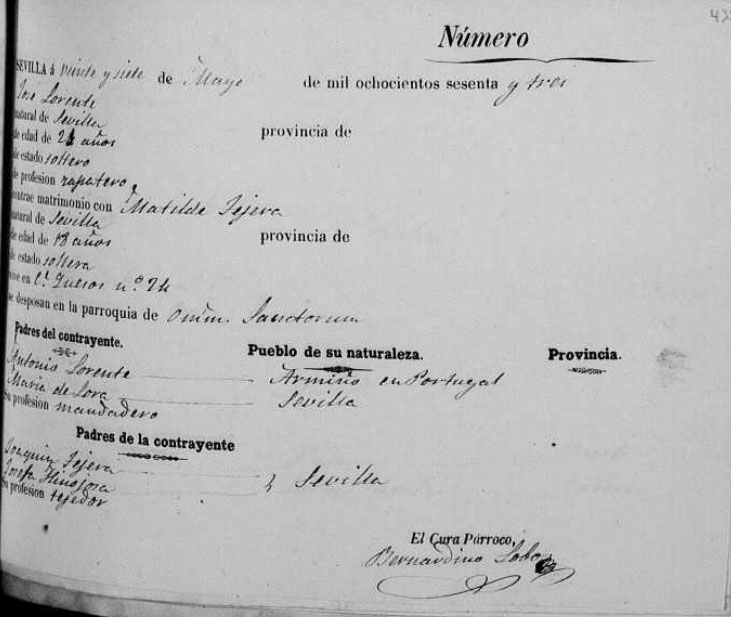 José Lorente marriage certificate. Photo: Manuel Bohórquez