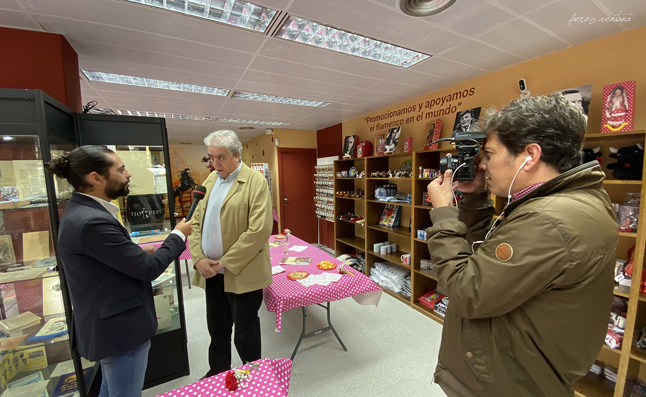 The directors of ExpoFlamenco are interviewed before the opening ceremony