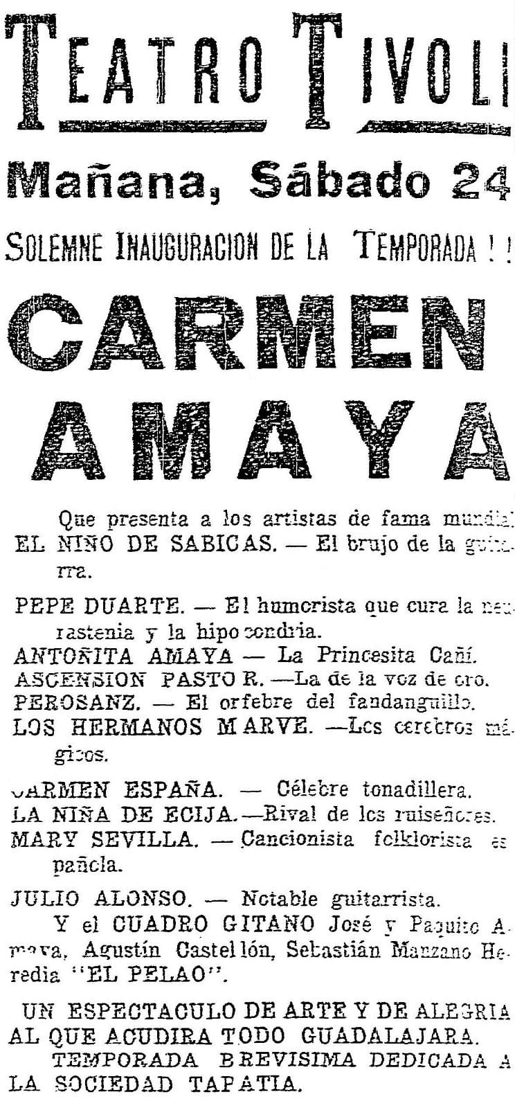 Cartel de Carmen Amaya en Mexico