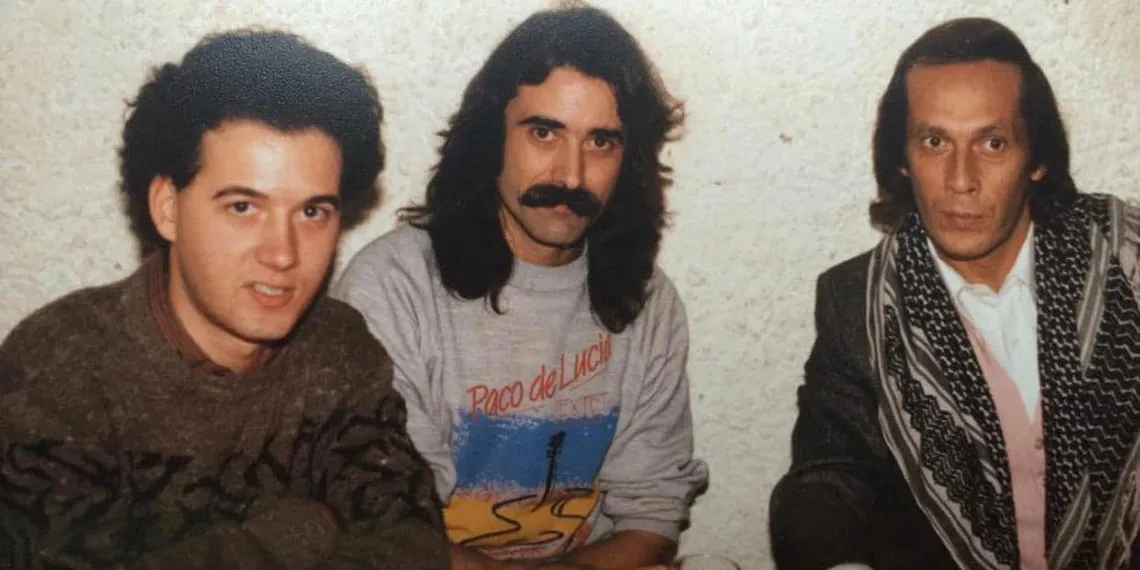 Faustino Núñez, Carles Benavent y Paco de Lucía. Viena, 1985.