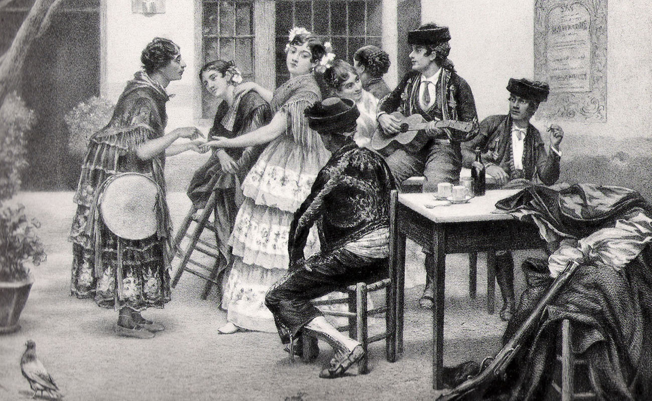 Estampa antigua de arte flamenco.