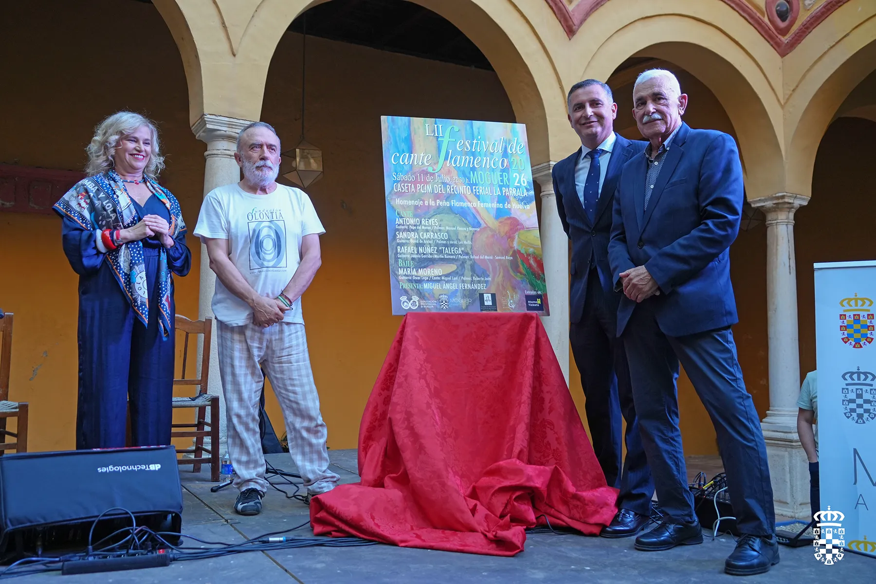 Gracia Baquero, Pablo SYCET, Gustavo Cuéllar y Ramón Ruiz. Presentación del LII Festival de Cante Flamenco de Moguer. Foto: Ayto Moguer