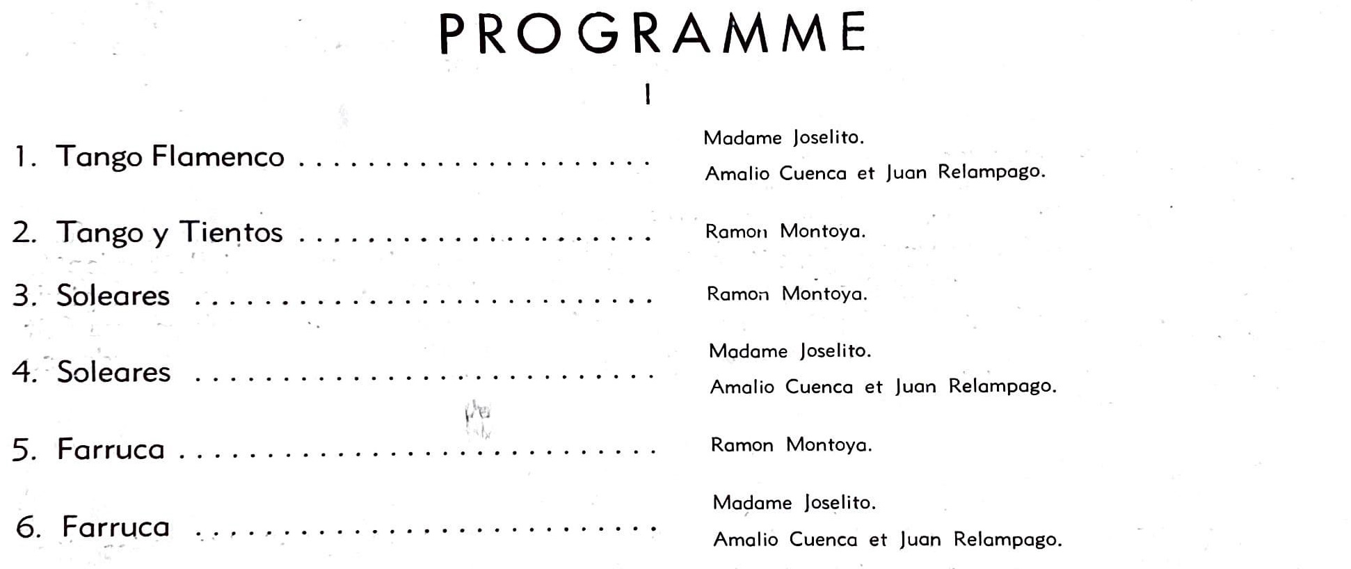 La Joselito y Montoya, sala Pleyel 30 nov 1936. Programa I.