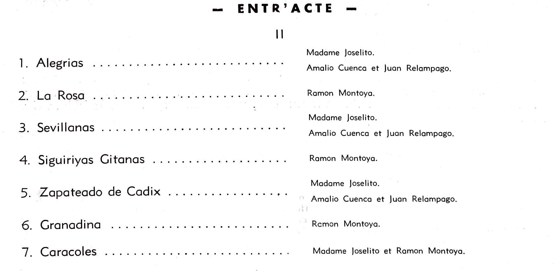 La Joselito y Montoya, sala Pleyel 30 nov 1936. Programa II.