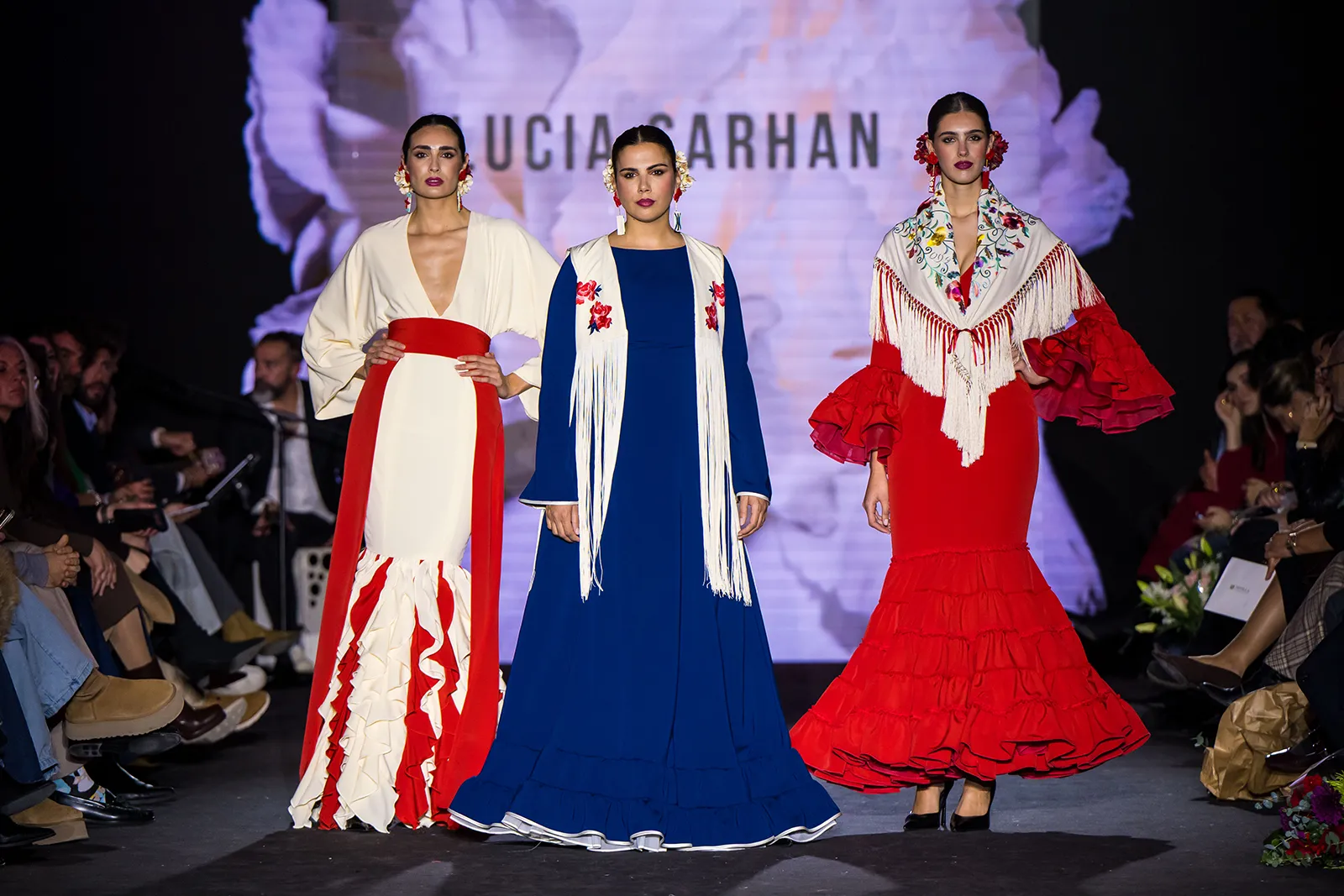 Diseños de la Cátedra Flamentex en la pasarela We Love Flamenco. Foto: Escuela Superior Sevilla De Moda ESSDM