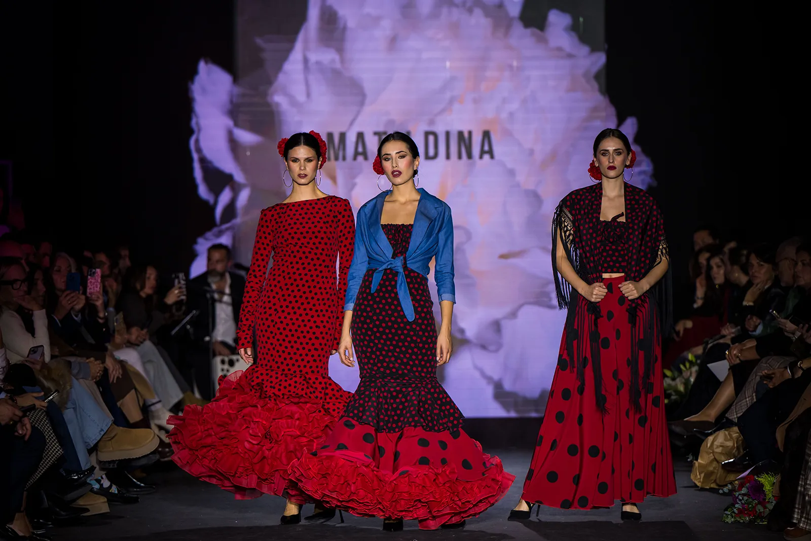 Diseños de la Cátedra Flamentex en la pasarela We Love Flamenco. Foto: Escuela Superior Sevilla De Moda ESSDM