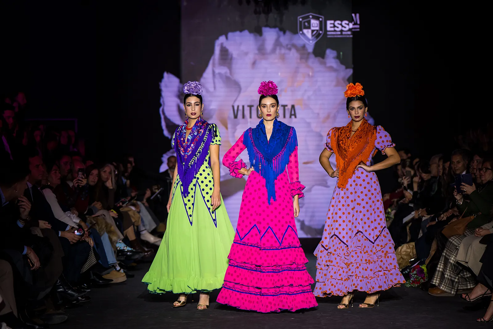 Diseños de la Cátedra Flamentex en la pasarela We Love Flamenco. Foto: Escuela Superior Sevilla De Moda ESSDM