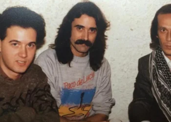 Faustino Núñez, Carles Benavent y Paco de Lucía. Viena, 1985.
