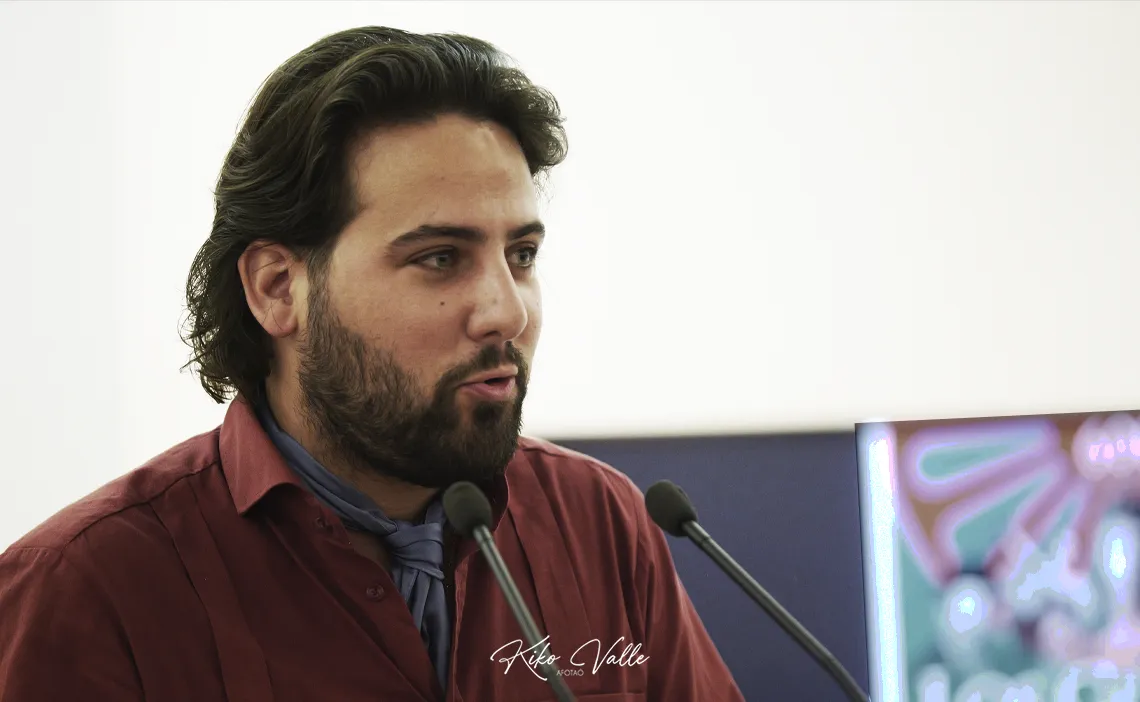 Juanelo. Presentación del ciclo 'Los gitanos y el flamenco', de la Federación Provincial de Entidades Flamencas. Casa de la Provincia, Sevilla. 13 nov 2025. Foto: Kiko Valle