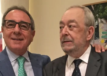 Manuel Martín Martín y Luis Soler Guevara, en el homenaje a este último celebrado en la Universidad de Málaga, 2017. Foto: Archivo MMM