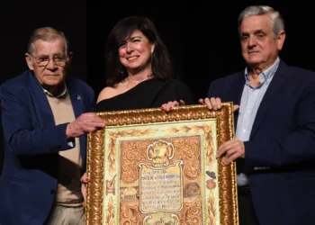 Matilde Esteo, Manuel de Palma y Gregorio Fernández. Semana Cultural de la Peña Flamenca La Soleá. Teatro Coliseo, Palma del Río. 7 marzo 2026. Foto: José Javier Martínez Bravo