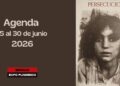 Cartel de agenda: 'Agenda 15 al 30 de junio 2026' con logotipo Espacio Expo Flamenco y retrato sepia a la derecha.