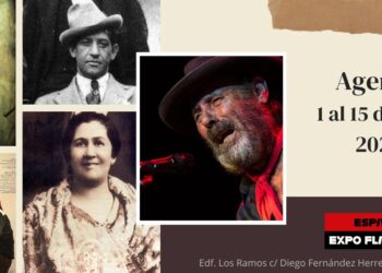 Collage poster for Espacio Expo Flamenco announcing the agenda from July 1–15, 2026.