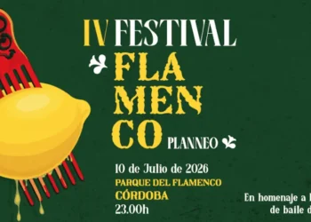 Poster advertising IV Festival Flamenco Córdoba, July 10, 2026, Parque del Flamenco, Córdoba (23:00).