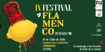 Poster advertising IV Festival Flamenco Córdoba, July 10, 2026, Parque del Flamenco, Córdoba (23:00).