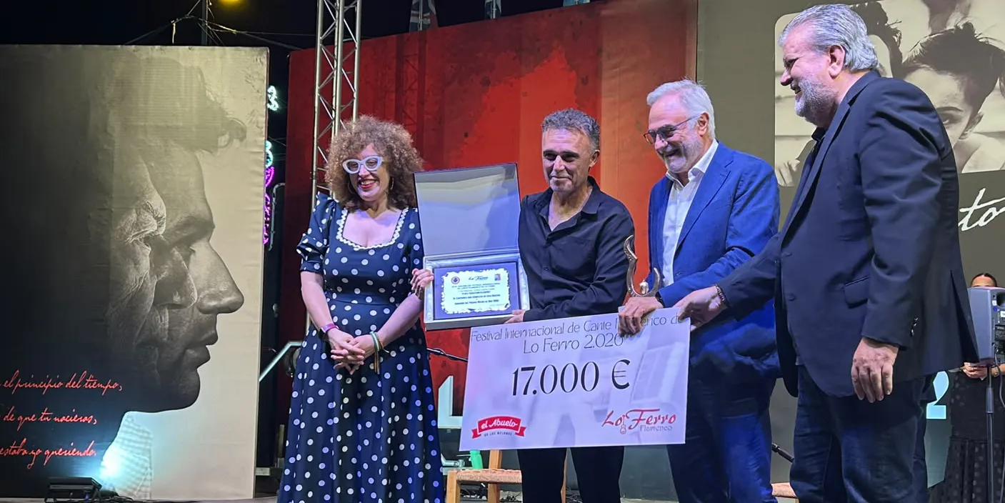 Francisco Ocón, ganador del Melón de Oro en el Concurso del Festival Internacional de Cante Flamenco de Lo Ferro 2026. Foto: Lo Ferro